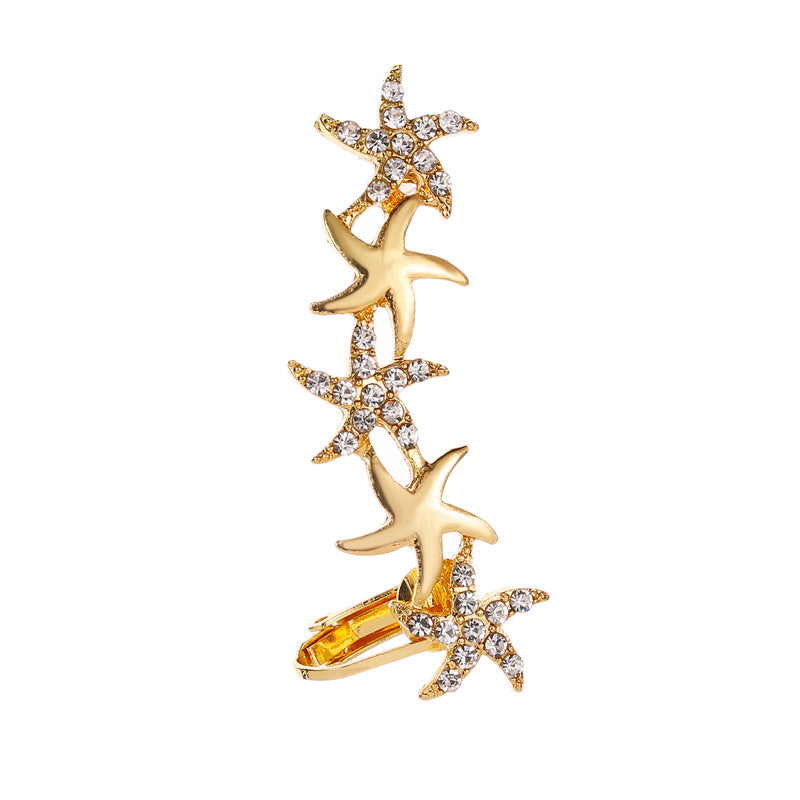 Fashion Star Flower Crystal Ear Clip Earrings - Koyers