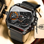 Multifunctional Waterproof Luminous Men’s Watch – Stylish Metal Mesh Belt Timepiece with Bold National Design