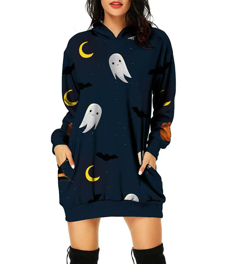 Halloween Hoodie Long Sleeve Dress - Koyers