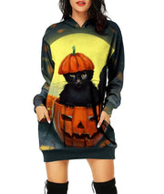 Halloween Hoodie Long Sleeve Dress - Koyers