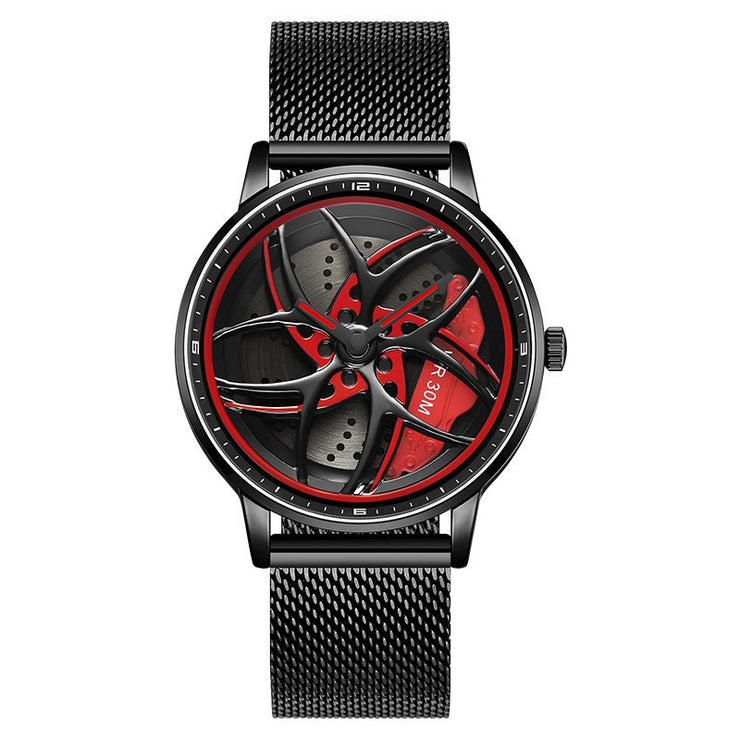 Wheel Series Rotating Men’s Quartz Watch – Stylish Waterproof Timepiece with Metal, Leather, or Steel Strap Options