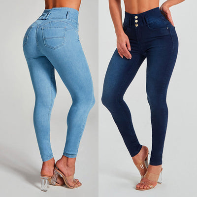 Høytlivs Skinny Jeans for Kvinner – Stretch Formende Bukser med Hofteheving