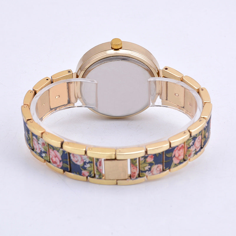Fashion Printed Steel Women’s Watch – Elegant Diamond Accent Wristwatch