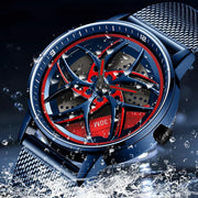 Wheel Series Rotating Men’s Quartz Watch – Stylish Waterproof Timepiece with Metal, Leather, or Steel Strap Options