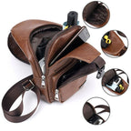 Leather Crossbody USB Charging Chest Travel Bag - Koyers