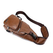 Leather Crossbody USB Charging Chest Travel Bag - Koyers