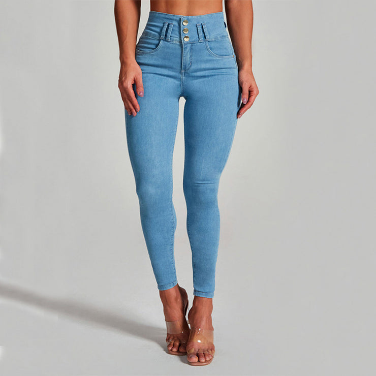 High Waist Skinny Jeans til kvinder – Strækbare formende bukser med hofte-løft
