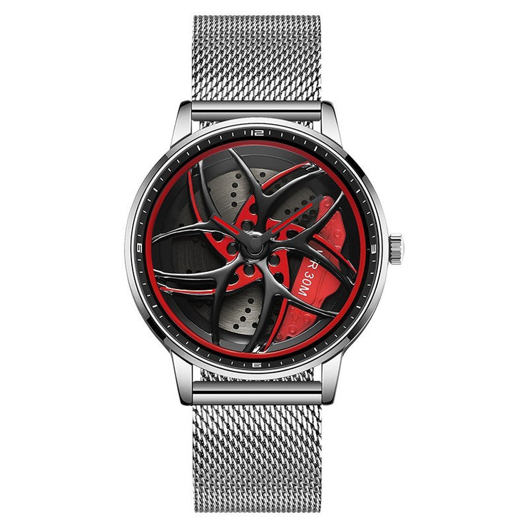 Wheel Series Rotating Men’s Quartz Watch – Stylish Waterproof Timepiece with Metal, Leather, or Steel Strap Options