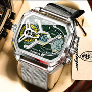 Multifunctional Waterproof Luminous Men’s Watch – Stylish Metal Mesh Belt Timepiece with Bold National Design
