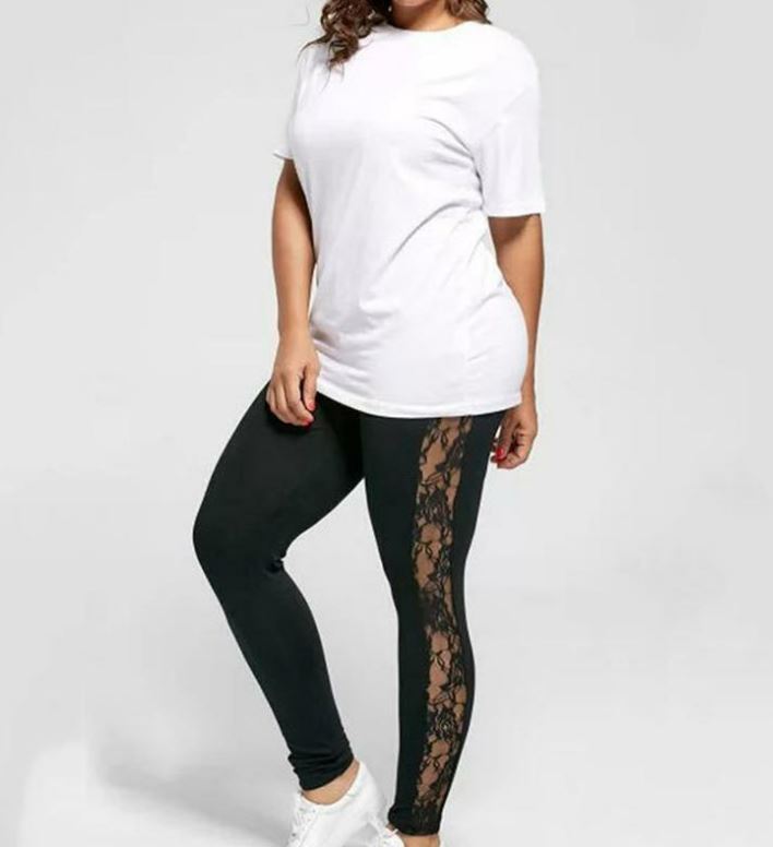 Full Length Soft Mesh Hollow Out Lace Leggings - Koyers