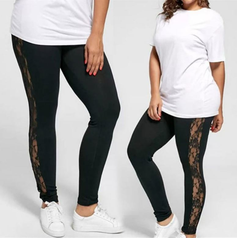 Full Length Soft Mesh Hollow Out Lace Leggings - Koyers