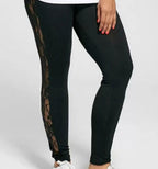 Full Length Soft Mesh Hollow Out Lace Leggings - Koyers
