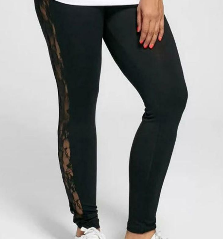 Full Length Soft Mesh Hollow Out Lace Leggings - Koyers