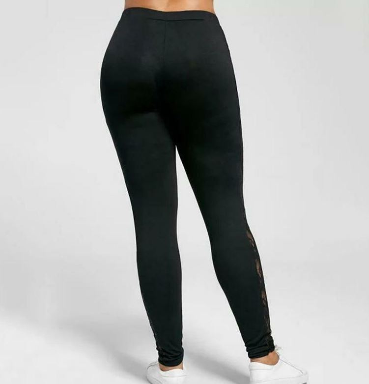 Full Length Soft Mesh Hollow Out Lace Leggings - Koyers