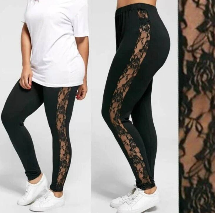 Full Length Soft Mesh Hollow Out Lace Leggings - Koyers