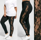 Full Length Soft Mesh Hollow Out Lace Leggings - Koyers
