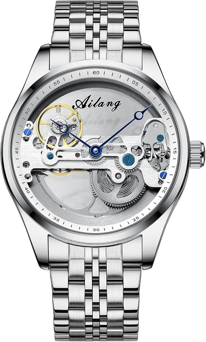Automatic Mechanical Watch – Creative Hollow Design Men’s Luminous Sports Watch with Silicone or Steel Band