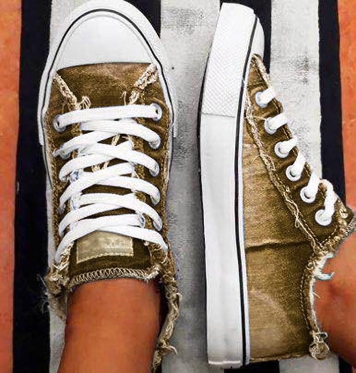 Comfy Flat Heel Lace-up Denim Canvas Shoes - Koyers
