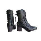 Retro Comfy Chunky Heel Lace-up Boots - Koyers