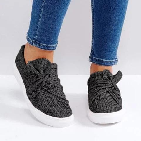 Women Knitted Twist Slip On Loafers - Koyers