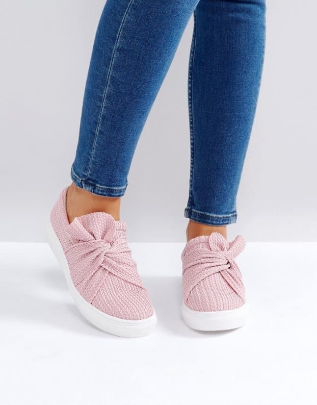 Women Knitted Twist Slip On Loafers - Koyers