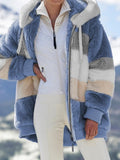 Fashionable Patchwork Plush Comfy Hooded Jacket - Koyers