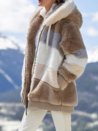 Fashionable Patchwork Plush Comfy Hooded Jacket - Koyers