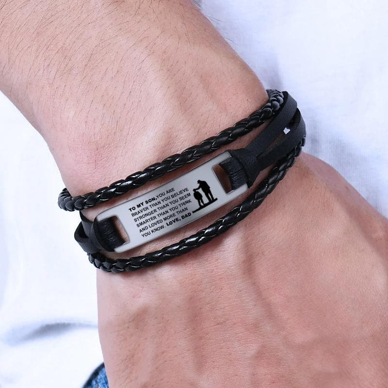 To My Son - Steel & Leather Style Bracelet - Koyers