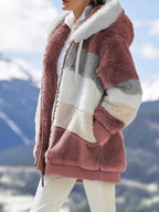 Fashionable Patchwork Plush Comfy Hooded Jacket - Koyers