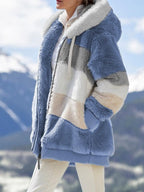Fashionable Patchwork Plush Comfy Hooded Jacket - Koyers