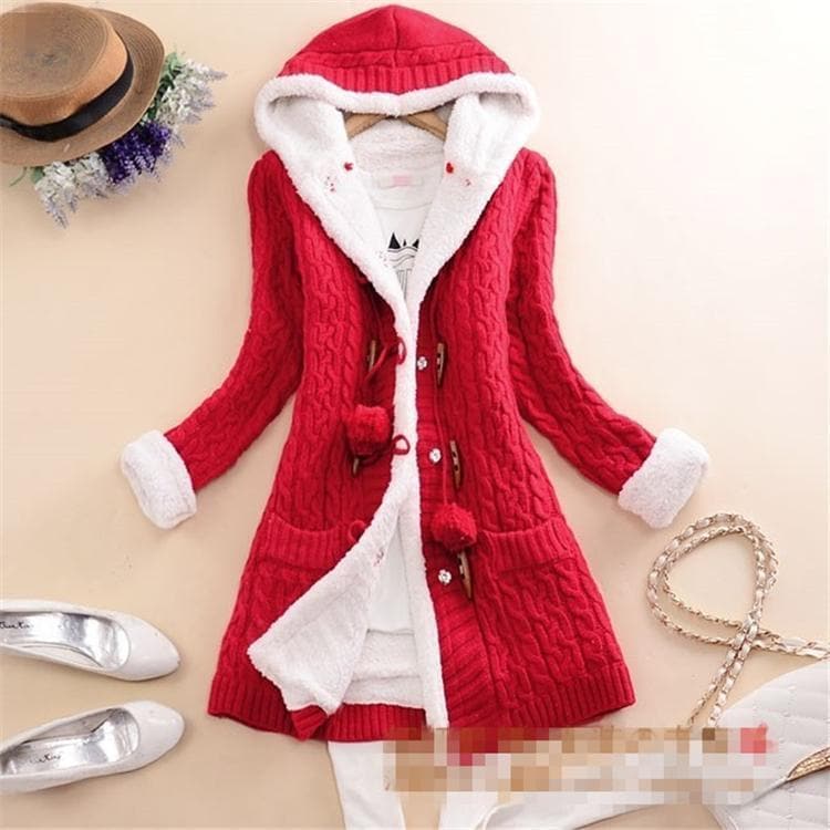 Casual Knit Button Warm Hooded Cardigan - Koyers