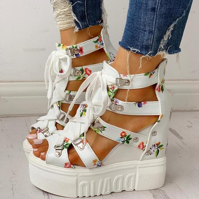 Hot Print Leisure Wedge Sandals - Koyers