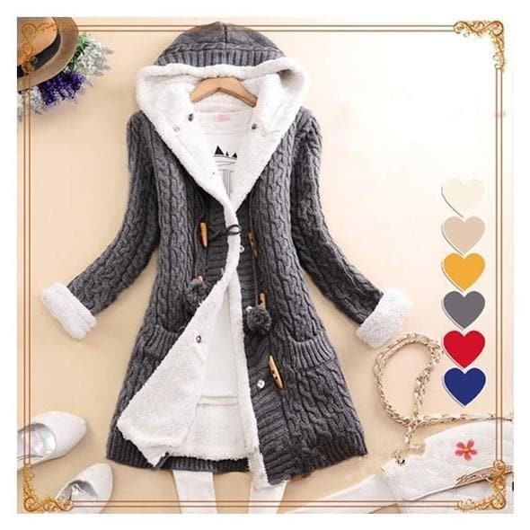 Casual Knit Button Warm Hooded Cardigan - Koyers