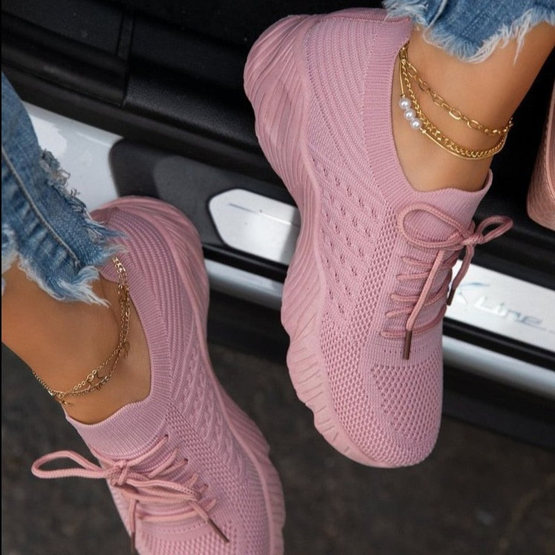 Mesh Breathable Fashion Lace-up Sneakers - Koyers
