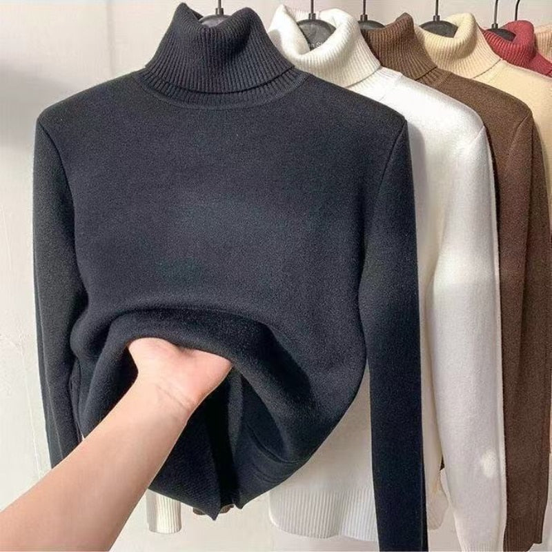 Chic Turtleneck Thick Knitted Pullover Sweater - Koyers