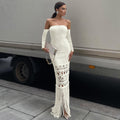 Elegant Knitted Bodycon Tassel Maxi Dress - Koyers