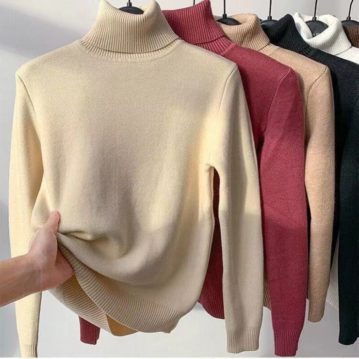 Chic Turtleneck Thick Knitted Pullover Sweater - Koyers