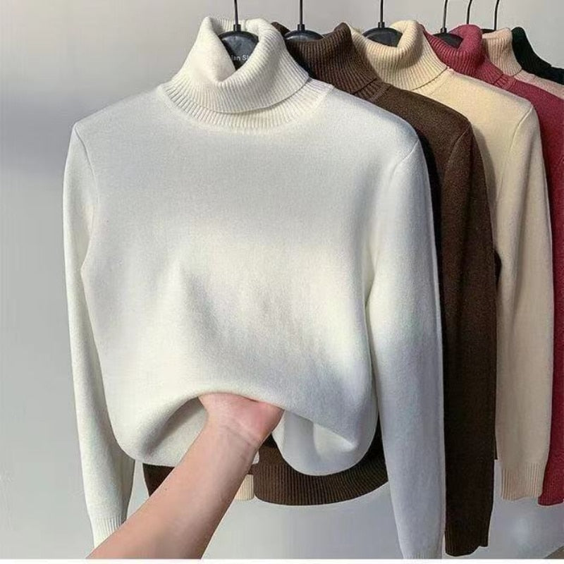 Chic Turtleneck Thick Knitted Pullover Sweater - Koyers