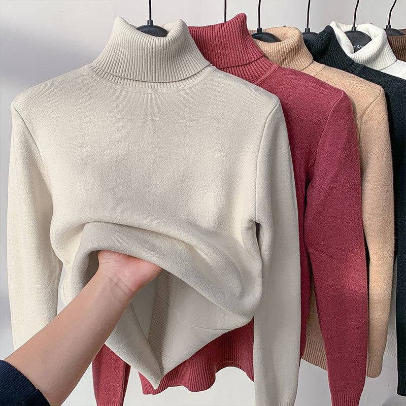 Chic Turtleneck Thick Knitted Pullover Sweater - Koyers