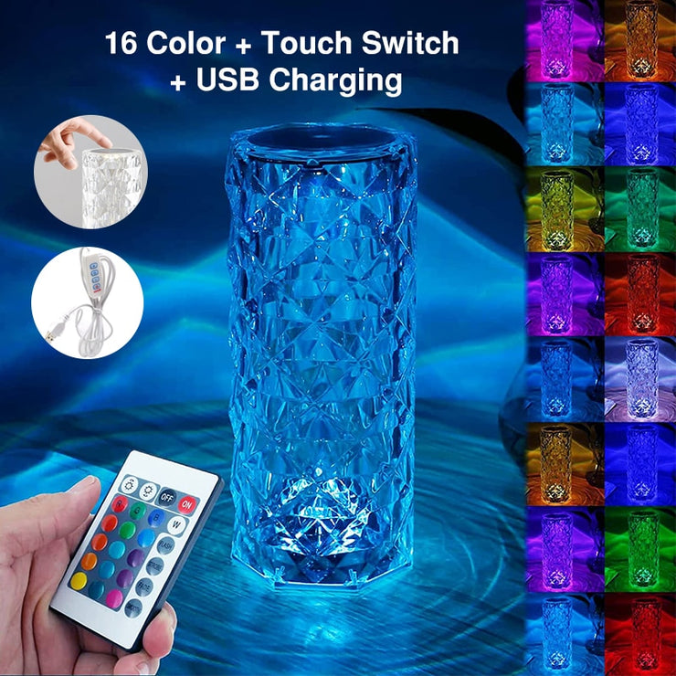 Touch Control Rose Crystal Lamp - Koyers