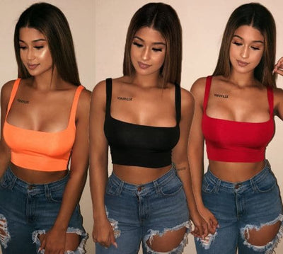 Strappy Low Neck Cropped Tank Top - Koyers