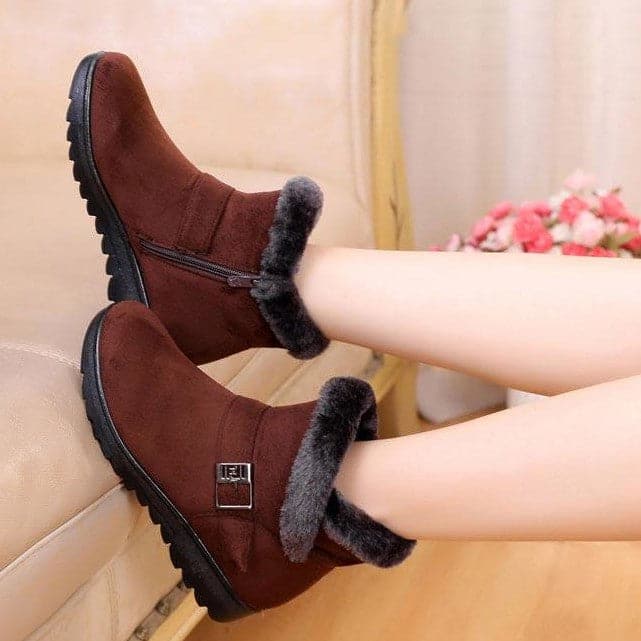 Suede Plush Zipper Orthopedic Ankle Boots - Koyers