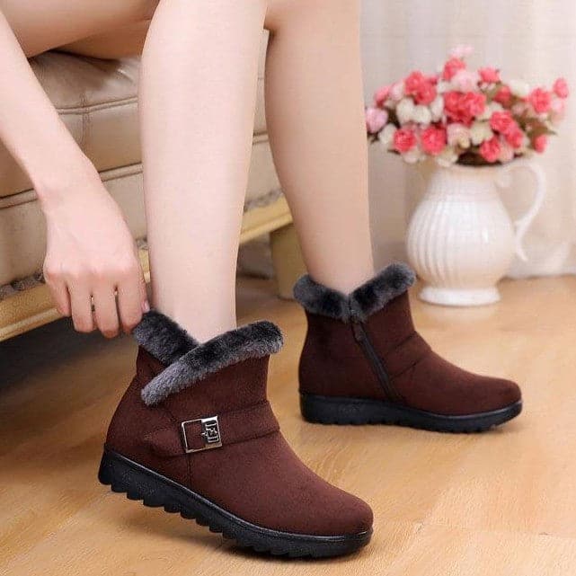 Suede Plush Zipper Orthopedic Ankle Boots - Koyers