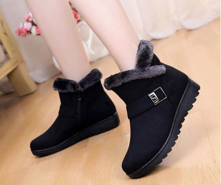 Suede Plush Zipper Orthopedic Ankle Boots - Koyers