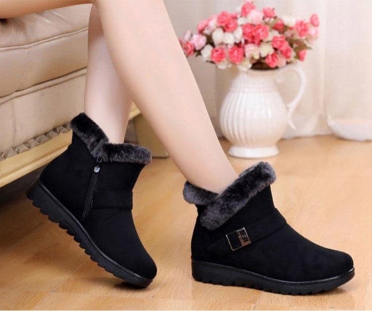 Suede Plush Zipper Orthopedic Ankle Boots - Koyers