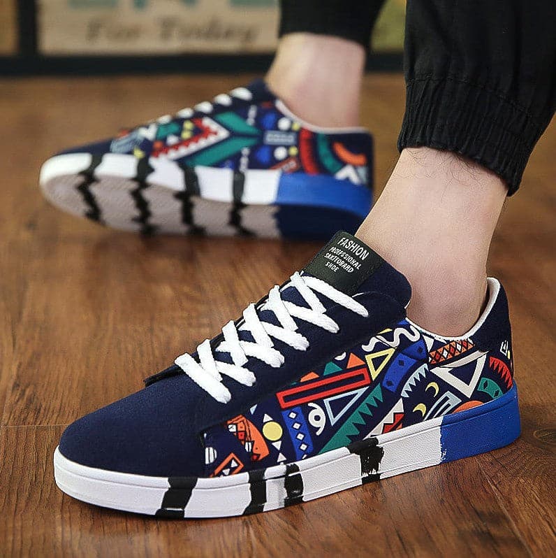 Casual Print Graffiti Canvas Multicolor Men Sneakers - Koyers