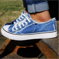 Comfy Flat Heel Lace-up Denim Canvas Shoes - Koyers