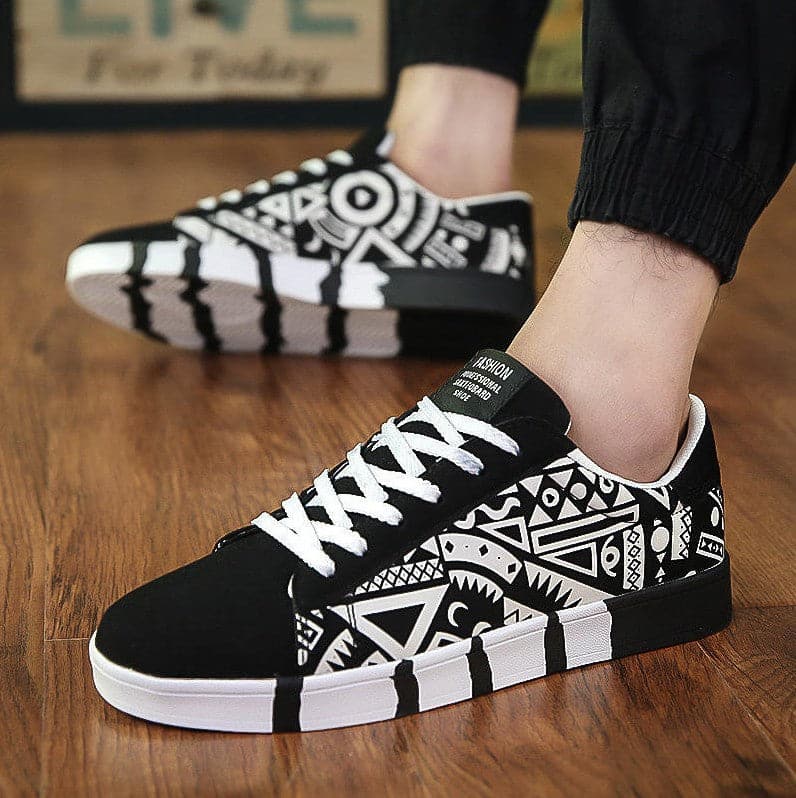 Casual Print Graffiti Canvas Multicolor Men Sneakers - Koyers
