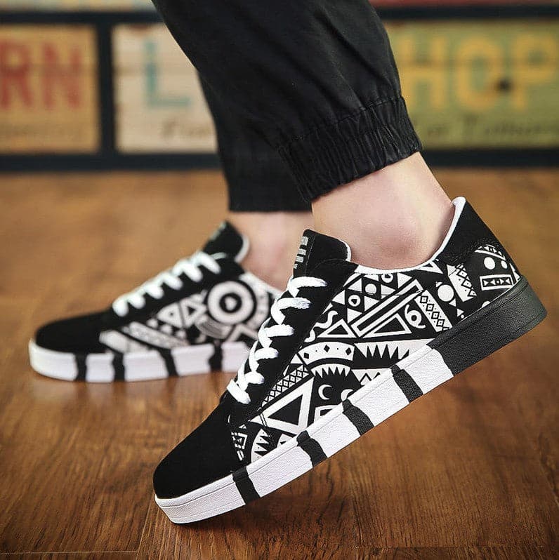 Casual Print Graffiti Canvas Multicolor Men Sneakers - Koyers