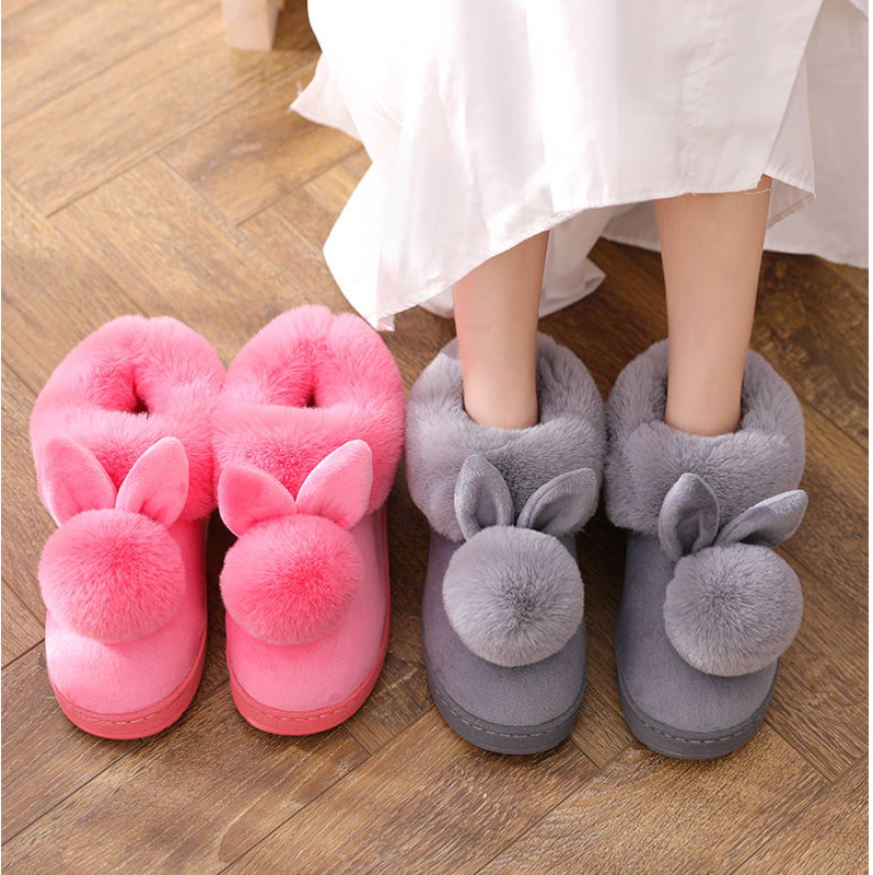 Cotton Fur Rabbit Warm Thick Indoor Slippers - Koyers